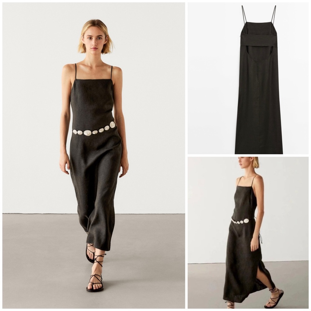 Massimo Dutti ~ Midi Dress w/ Side Slit Linen